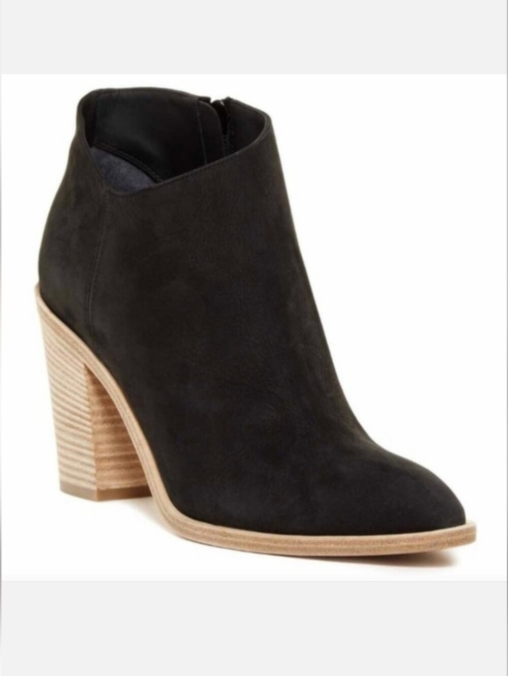 Vince. Easton black boots 6 Nubuck Leather Pointed Toe Wood Heeled Ankle Booties